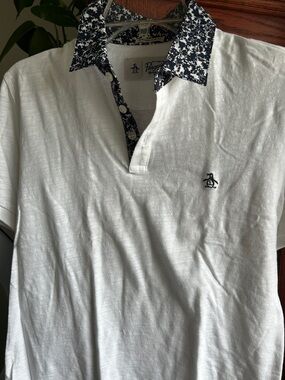 Original Penguin White Polo with Black Printed Collar